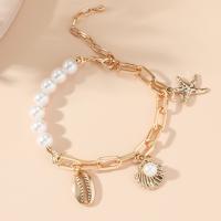 Iron Bracelet with Plastic Pearl & Zinc Alloy fashion jewelry & ocean design & for woman nickel lead & cadmium free Sold By PC