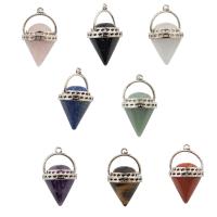 Gemstone Pendants Jewelry, with Tibetan Style, different materials for choice & Unisex, 23x39mm, Sold By PC