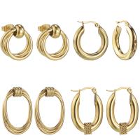 304 Stainless Steel Stud Earring 14K gold plated & for woman 14-30mm Sold By Pair