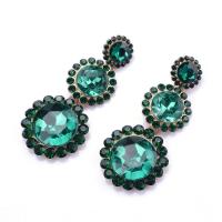 Zinc Alloy Drop Earring with Glass Rhinestone Geometrical Pattern plated fashion jewelry & for woman Sold By Pair