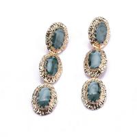 Tibetan Style Drop Earring, Oval, gold color plated, fashion jewelry & for woman & enamel, 23x86mm, Sold By Pair