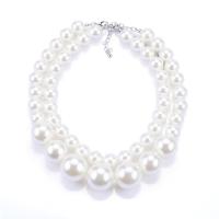 Zinklegierung Halskette, mit Kunststoff Perlen, mit Verlängerungskettchen von 2.76inch, plattiert, Doppelschicht & Modeschmuck & für Frau, Länge:ca. 14.6 ZollInch, ca. 16.9 ZollInch, verkauft von PC