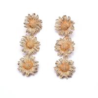 Tibetan Style Drop Earring, Sunflower, plated, fashion jewelry & for woman, more colors for choice, 29x86mm, Sold By Pair