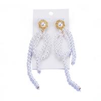Zinc Alloy Tassel Earring with Plastic Pearl plated fashion jewelry & for woman Sold By Pair