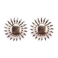 Zinc Alloy Stud Earring Sunflower plated fashion jewelry & for woman 56mm Sold By Pair