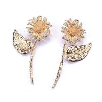 Tibetan Style Drop Earring, Sunflower, plated, fashion jewelry & for woman, more colors for choice, 42x83mm, Sold By Pair