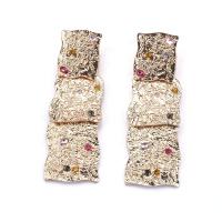 Zinc Alloy Drop Earring Geometrical Pattern gold color plated fashion jewelry & for woman & with rhinestone Sold By Pair