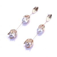 Zinc Alloy Drop Earring with Plastic Pearl gold color plated vintage & for woman Sold By Pair