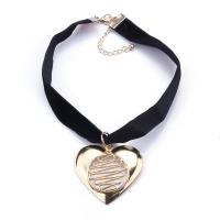 Zinc Alloy Necklace with Velveteen with 3.15inch extender chain Heart plated fashion jewelry & for woman & hollow Length Approx 13.8 Inch Sold By PC