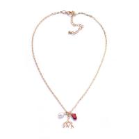 Zinc Alloy Halskæde, med Resin & Plastic Pearl, med 2.76inch extender kæde, guldfarve belagt, mode smykker & for kvinde, Længde Ca. 16.9 inch, Solgt af PC