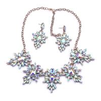 Zinc Alloy Jewelry Set earring & necklace with Glass Rhinestone with 3.15inch extender chain Geometrical Pattern plated 2 pieces & fashion jewelry & for woman Length Approx 20.5 Inch Sold By Set