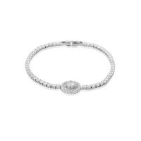 Brass Bracelet & Bangle, platinum plated, fashion jewelry & for woman & with rhinestone, nickel, lead & cadmium free, Length:Approx 19 cm, Sold By PC