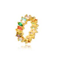 Krychlový Circonia Micro vydláždit mosazný prsten, Mosaz, 18K pozlacené, módní šperky & různé velikosti pro výběr & micro vydláždit kubické zirkony & pro ženy, zlatý, nikl, olovo a kadmium zdarma, 1.8cm, Prodáno By PC