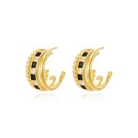 Brass Stud Earring, 18K gold plated, fashion jewelry & for woman & with rhinestone, more colors for choice, nickel, lead & cadmium free, 18x18mm, Sold By Pair