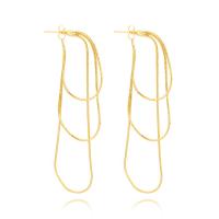 Fashion Fringe Earrings, Brass, 18K gold plated, fashion jewelry & for woman, more colors for choice, nickel, lead & cadmium free, 80x30mm, Sold By Pair