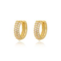 Cubic Zirconia Micro Pave Brass Earring, 18K gold plated, fashion jewelry & micro pave cubic zirconia & for woman, more colors for choice, nickel, lead & cadmium free, 15x15mm, Sold By Pair