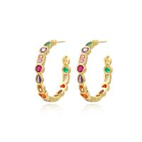 Cubic Zirconia Micro Pave Brass Earring 18K gold plated fashion jewelry & micro pave cubic zirconia & for woman golden nickel lead & cadmium free Sold By Pair