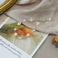 Sötvatten odlade Pearl Bracelet, Freshwater Pearl, med Mässing, mode smycken & för kvinna, 3-4mm, Längd Ca 19 cm, Säljs av PC