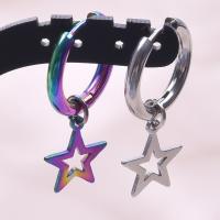 Huggie Hoop Drop Earring 304 Stainless Steel Star Vacuum Ion Plating fashion jewelry & for woman & hollow Sold By Pair