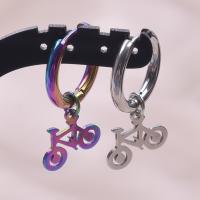 Huggie Hoop Drop ørering, 304 rustfrit stål, Bike, mode smykker & for kvinde, flere farver til valg, 11x14mm, Solgt af par