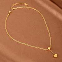 Titanstahl Halskette, mit Verlängerungskettchen von 5cm, Herz, Modeschmuck & für Frau, goldfarben, frei von Nickel, Blei & Kadmium, Länge:ca. 45 cm, verkauft von PC