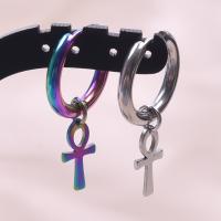 Huggie Hoop Drop Ohrringe, 304 Edelstahl, Kreuz, Modeschmuck & für Frau, keine, 14x7mm, verkauft von Paar