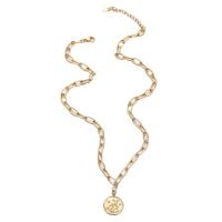 Titanstahl Halskette, mit Verlängerungskettchen von 6cm, flache Runde, Vintage & Modeschmuck & für Frau, goldfarben, frei von Nickel, Blei & Kadmium, 16mm, Länge:ca. 41 cm, verkauft von PC