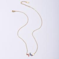 Titanium Steel Necklace with 6cm extender chain Electrocardiographic Vacuum Ion Plating fashion jewelry & for woman & with rhinestone multi-colored nickel lead & cadmium free Length Approx 43 cm Sold By PC