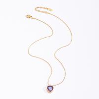 Titanium Steel Necklace with Lampwork with 6.5cm extender chain Heart Vacuum Ion Plating fashion jewelry & for woman multi-colored nickel lead & cadmium free Length Approx 41 cm Sold By PC