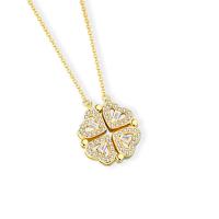 Cubic Zircon Micro Pave 925 Sterling Silver Necklace with 1.97inch extender chain Four Leaf Clover fashion jewelry & micro pave cubic zirconia & for woman nickel lead & cadmium free Length Approx 15.74 Inch Sold By PC