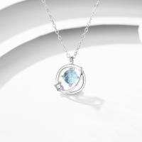 Cubic Zircon Micro Pave 925 Sterling Silver Necklace with Lampwork with 1.97inch extender chain fashion jewelry & micro pave cubic zirconia & for woman nickel lead & cadmium free Length Approx 15.74 Inch Sold By PC