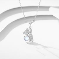 Cubic Zircon Micro Pave 925 Sterling Silver Necklace, with Lampwork, with 1.97inch extender chain, Bear, plated, fashion jewelry & micro pave cubic zirconia & for woman, more colors for choice, nickel, lead & cadmium free, Length:Approx 15.74 Inch, Sold By PC