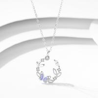 Cubic Zircon Micro Pave 925 Sterling Silver Necklace, with Lampwork, with 1.97inch extender chain, fashion jewelry & micro pave cubic zirconia & for woman, nickel, lead & cadmium free, Length:Approx 15.74 Inch, Sold By PC