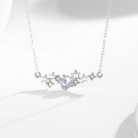 Cubic Zircon Micro Pave 925 Sterling Silver Necklace, with 1.97inch extender chain, Star, fashion jewelry & micro pave cubic zirconia & for woman, nickel, lead & cadmium free, Length:Approx 15.74 Inch, Sold By PC