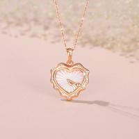 Cubic Zircon Micro Pave 925 Sterling Silver Necklace with White Shell with 1.97inch extender chain Heart fashion jewelry & micro pave cubic zirconia & for woman nickel lead & cadmium free Length Approx 15.74 Inch Sold By PC