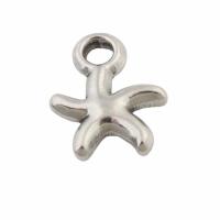 Stainless Steel Pendants, 304 Stainless Steel, Starfish, fashion jewelry & Unisex, original color, 13x10x2mm, Hole:Approx 2mm, Sold By PC