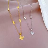 Titanium Steel Necklace with 1.97inch extender chain Butterfly Vacuum Ion Plating fashion jewelry & for woman Sold Per Approx 15.75 Inch Strand