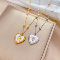 Titanium Steel Necklace with Shell with 1.97inch extender chain Heart Vacuum Ion Plating fashion jewelry & for woman Sold Per Approx 15.75 Inch Strand