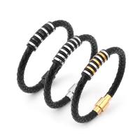 Bracelets cordon PU, cuir PU, avec Acier inoxydable 304, Vintage & longueur différente pour le choix & pour homme, plus de couleurs à choisir, Vendu par PC