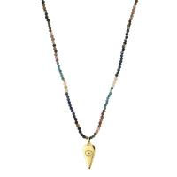Evil Eye Schmuck Halskette, Naturstein, mit Zinklegierung, mit Verlängerungskettchen von 5cm, Herz, goldfarben plattiert, Bohemian-Stil & für Frau, keine, Länge:ca. 45 cm, verkauft von PC