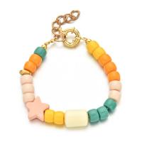 Acrylique bracelet, avec alliage de zinc, étoile, Placage de couleur d'or, Mignon & pour femme, multicolore, Longueur:Environ 16 cm, Vendu par PC