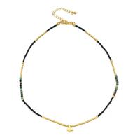 Stainless Steel Jewelry Necklace, 304 Stainless Steel, with Seedbead & turquoise, with 5cm extender chain, gold color plated, Bohemian style & for woman, more colors for choice, Length:Approx 45 cm, Sold By PC