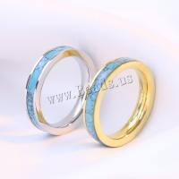 Titanium Steel Finger Ring, with turquoise, plated, fashion jewelry & for woman, more colors for choice, 4mm, Sold By PC
