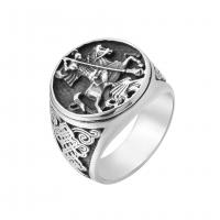 Пальцевидное Кольцо Титановой Стали, титан, плакирован серебром, ювелирные изделия моды & Мужский, не содержит никель, свинец, продается PC