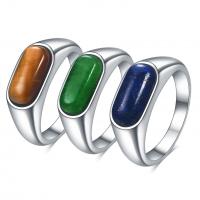 Titantium Steel fingerring, Titanium Stål, med Natursten, forgyldt, mode smykker & for kvinde, flere farver til valg, 8mm, Solgt af PC