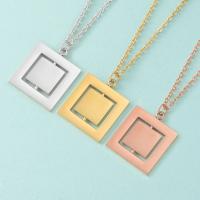 Titanium Steel Necklace, with 5CM extender chain, Square, plated, fashion jewelry & rotatable, more colors for choice, Length:Approx 45 cm, Sold By PC