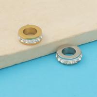 Acier titane perle d'entretoise, Rond, Placage, bijoux de mode & DIY & pavé de micro zircon, plus de couleurs à choisir, 10.70x3.60mm, Trou:Environ 6mm, Vendu par PC