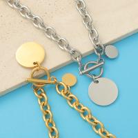 Titanium Steel Necklace, Round, plated, fashion jewelry & DIY, more colors for choice, Length:Approx 40 cm, Sold By PC