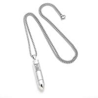Zinc Alloy Jewelry Necklace with 304 Stainless Steel Chain Bullet plated fashion jewelry silver color nickel lead & cadmium free Length 70 cm Sold By PC