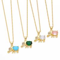 Cubic Zircon Micro Pave Brass Necklace, with Gemstone, with 5cm extender chain, Elephant, plated, fashion jewelry & micro pave cubic zirconia, more colors for choice, nickel, lead & cadmium free, 18x17mm, Length:45 cm, Sold By PC